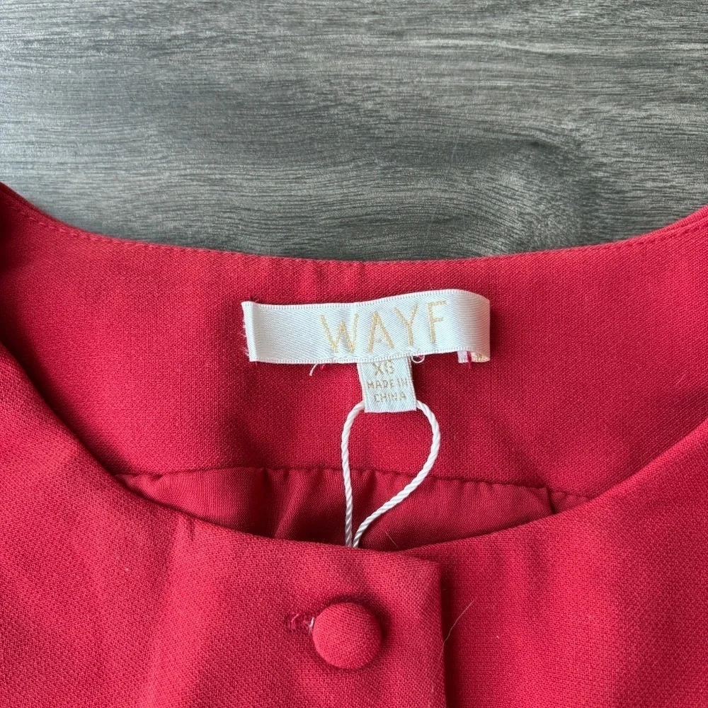 WAYF NEW Button Down Mini Fitted Classic Red Dress